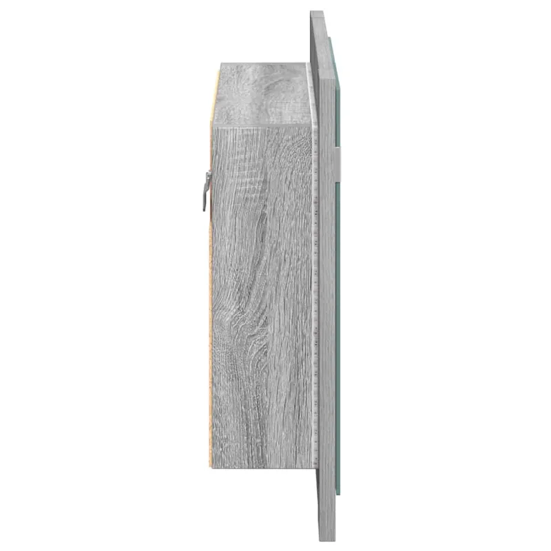 Veidrodinė LED vonios spintelė, pilka, 60x12x45cm, mediena