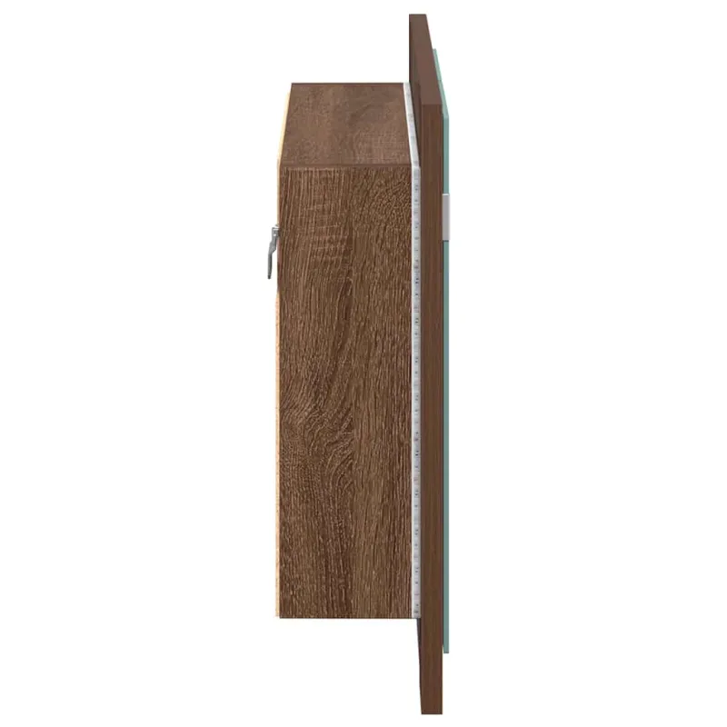 Veidrodinė LED vonios spintelė, ruda, 60x12x45cm, mediena