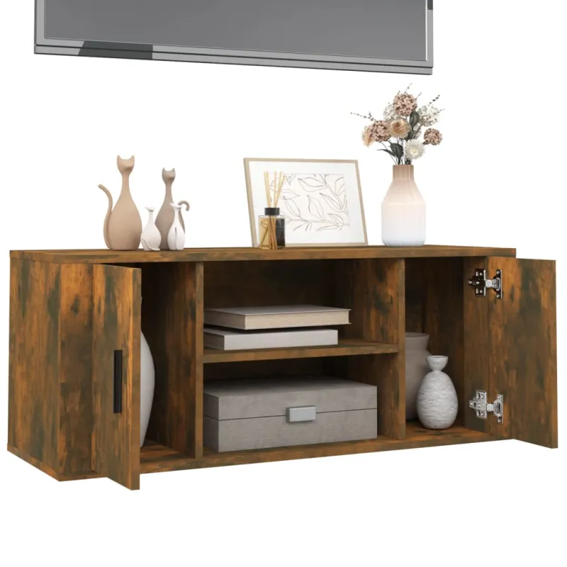 Televizoriaus spintelė, dūminio ąžuolo, 100x35x40cm, mediena