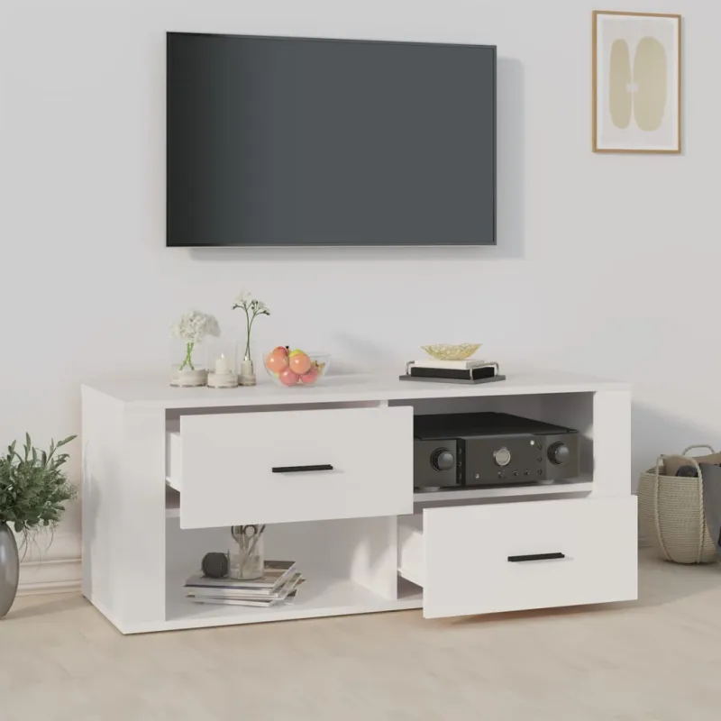 Televizoriaus spintelė, baltos spalvos, 100x35x40cm, mediena