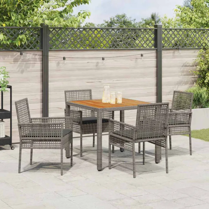Sodo ruokailuryhmä 5 osaa, harmaa polyrottinki