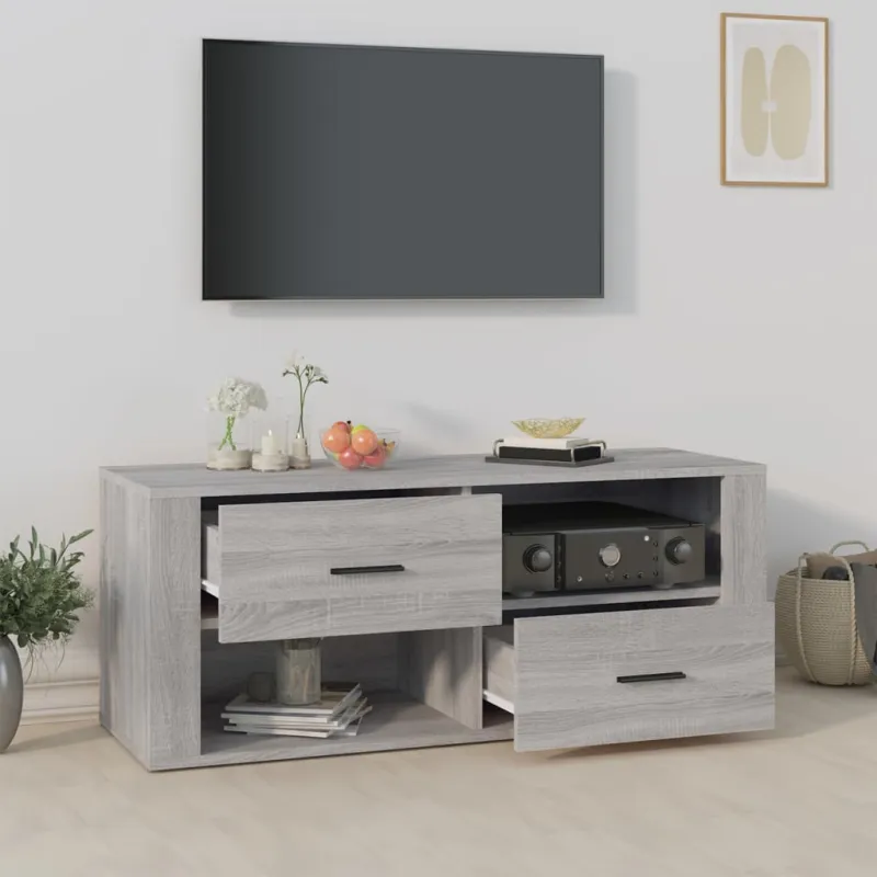 Televizoriaus spintelė, pilka ąžuolo, 100x35x40cm, mediena