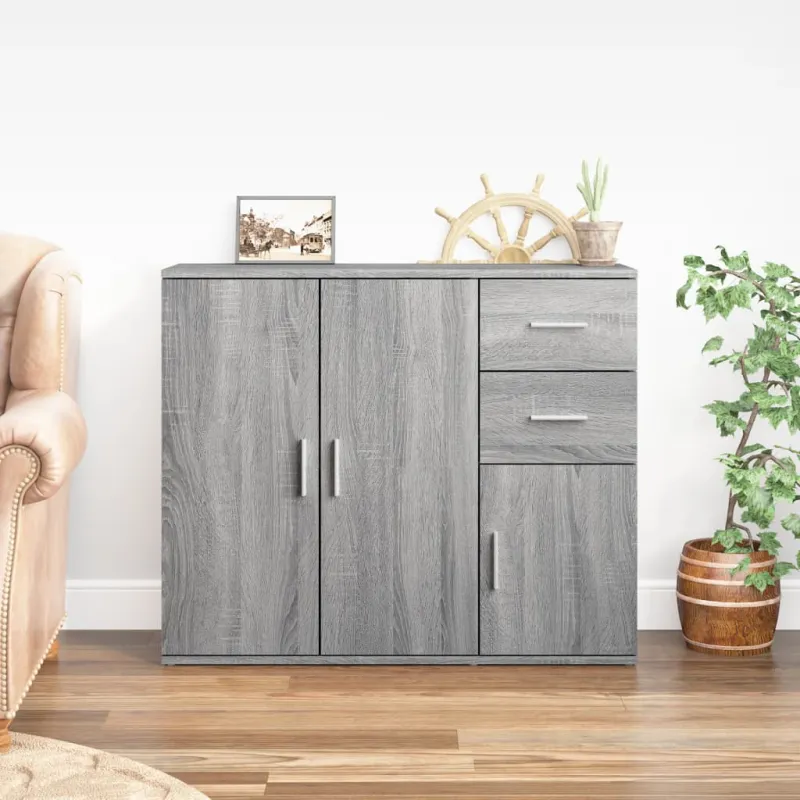 Šoninė spintelė, pilka ąžuolo, 91x29,5x75cm, apdirbta mediena