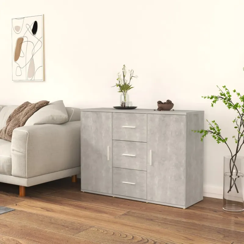 Šoninė spintelė, betono pilka, 91x29,5x65cm, apdirbta mediena