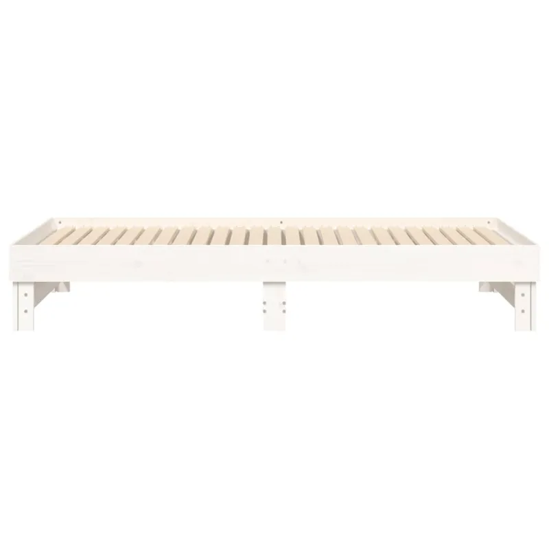 Ištraukiama lova, balta, 2x(80x200)cm, pušies medienos masyvas