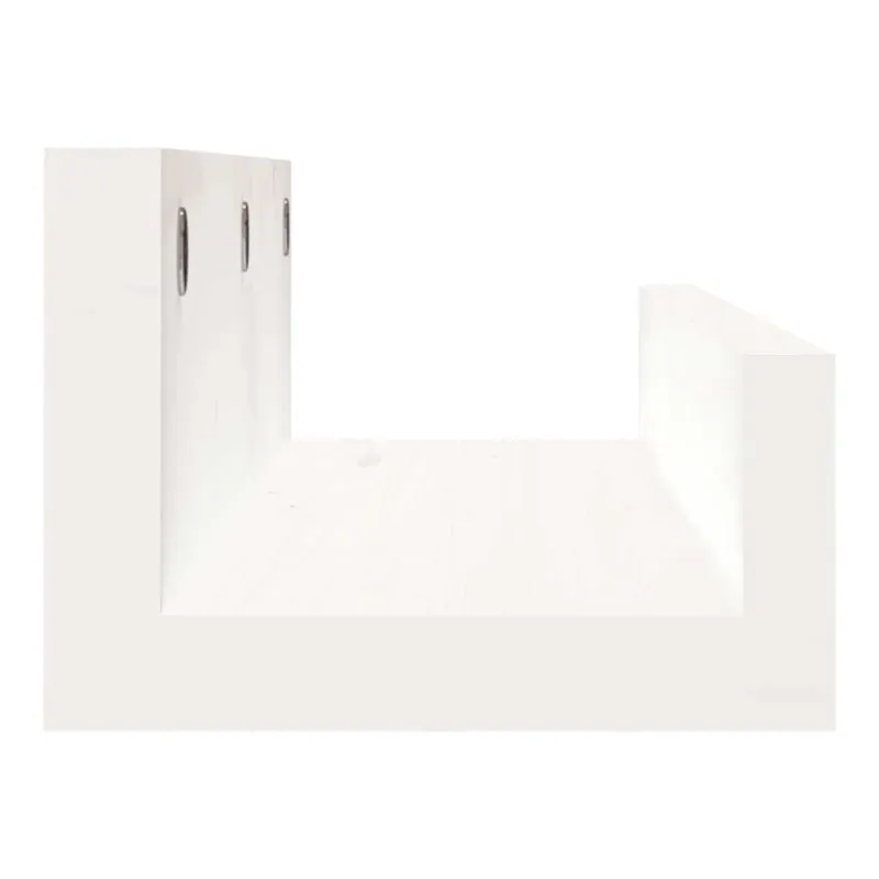 Sieninės lentynos, 2vnt., baltos, 50x12x9cm, pušies masyvas