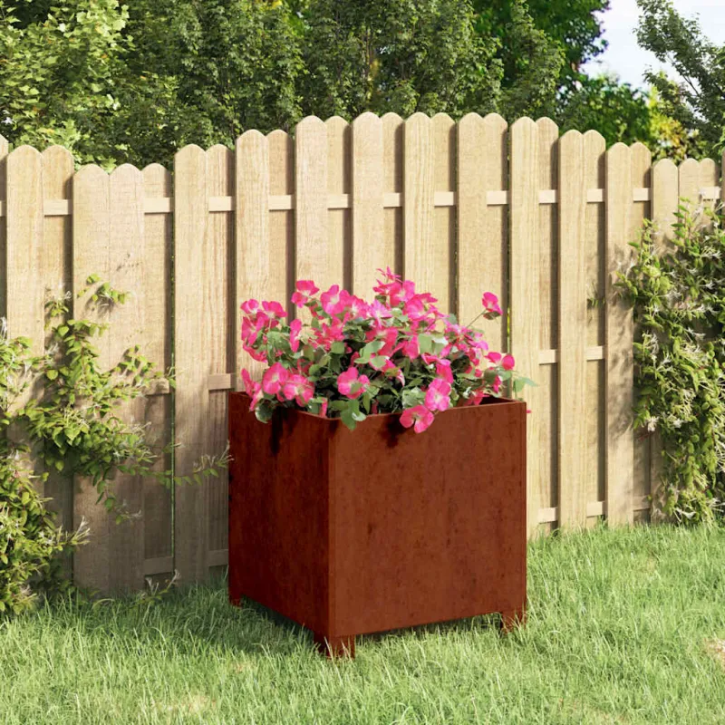 Lovelis su kojelėmis, rūdžių, 30x30x30cm, Corten plienas