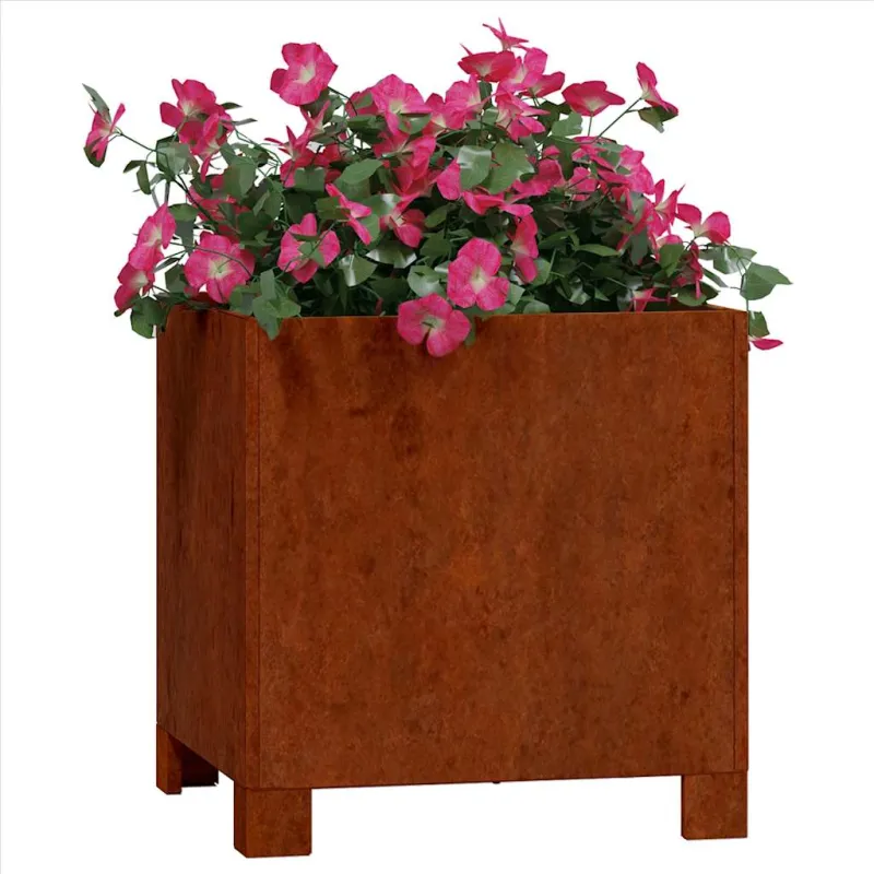 Lovelis su kojelėmis, rūdžių, 30x30x30cm, Corten plienas