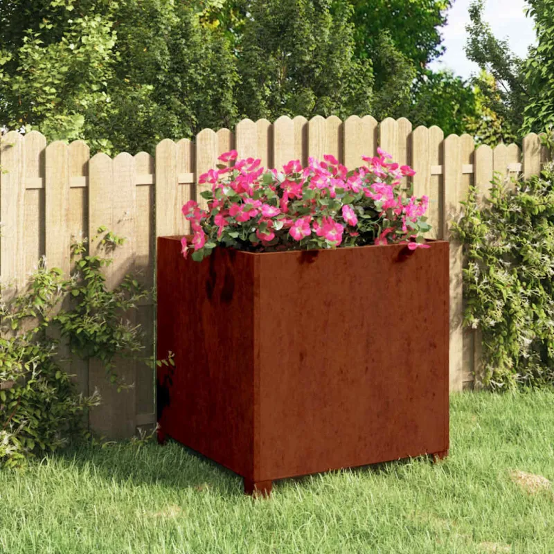 Lovelis su kojelėmis, rūdžių, 50x50x50cm, Corten plienas