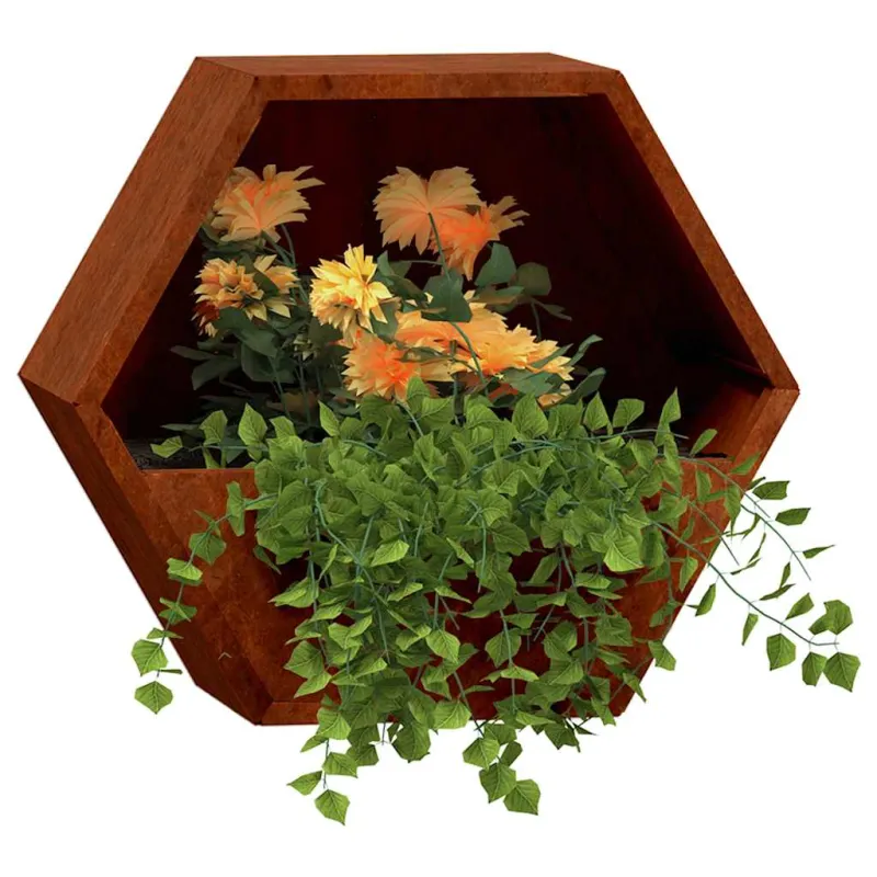 Sieniniai loveliai, 2vnt., rūdžių, 46x10x40cm, Corten plienas