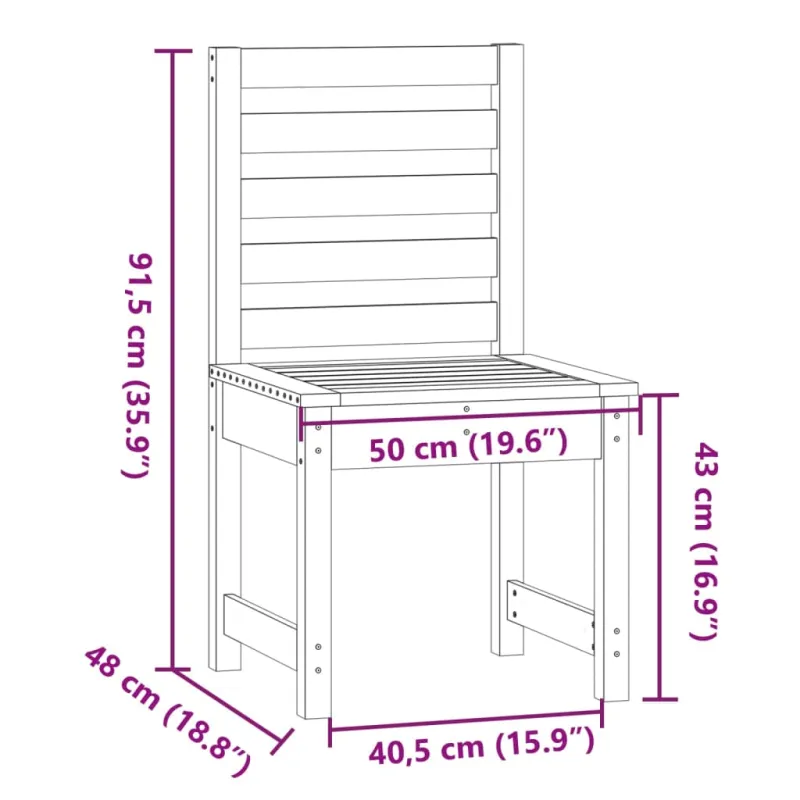 Sodo kėdės 2vnt. baltos 50x48x91,5cm pušies medienos masyvas