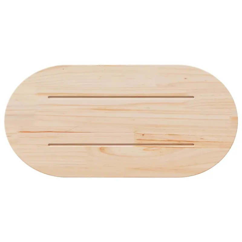Stalviršis, baltas, 60x30x2,5cm, pušies masyvas, ovalus