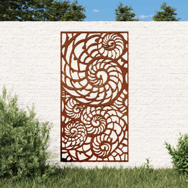 Sodo sienos dekoracija, 105x55cm, corten plienas, kriauklės