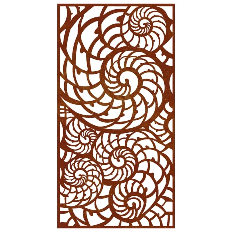 Sodo sienos dekoracija, 105x55cm, corten plienas, kriauklės