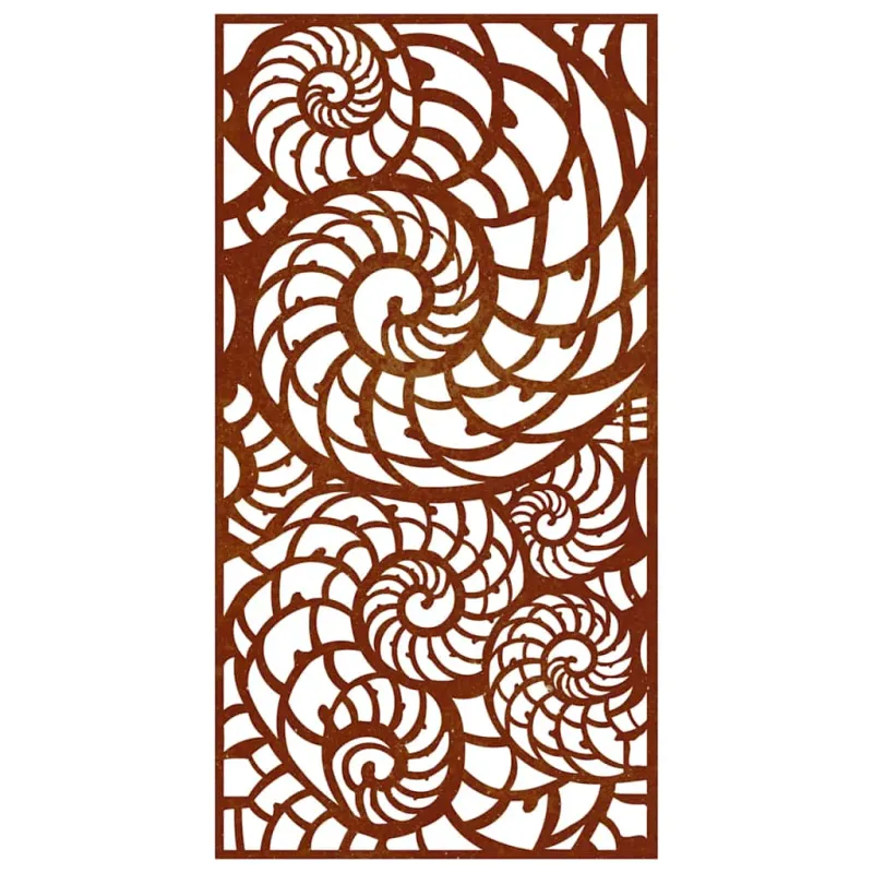 Sodo sienos dekoracija, 105x55cm, corten plienas, kriauklės