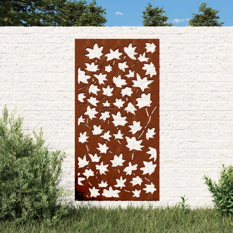 Sodo sienos dekoracija, 105x55cm, corten plienas, klevo lapai