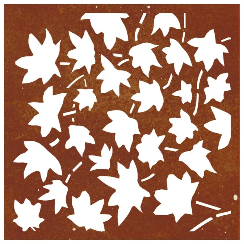 Sodo sienos dekoracija, 55x55cm, corten plienas, klevo lapai