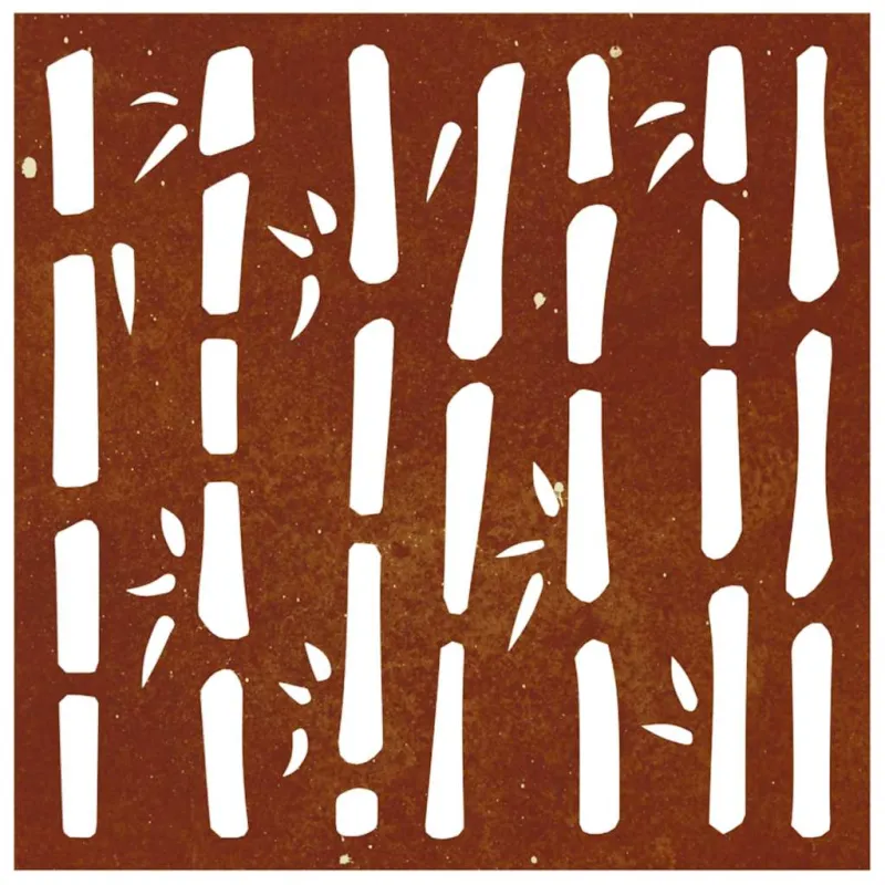 Sodo sienos dekoracija, 55x55cm, corten plienas, bambukas