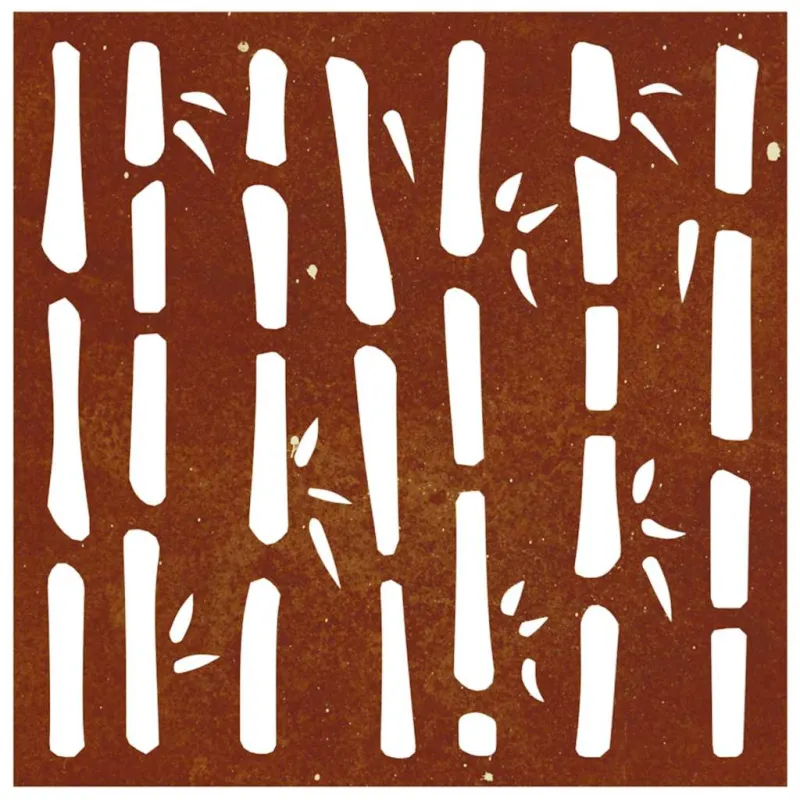 Sodo sienos dekoracija, 55x55cm, corten plienas, bambukas