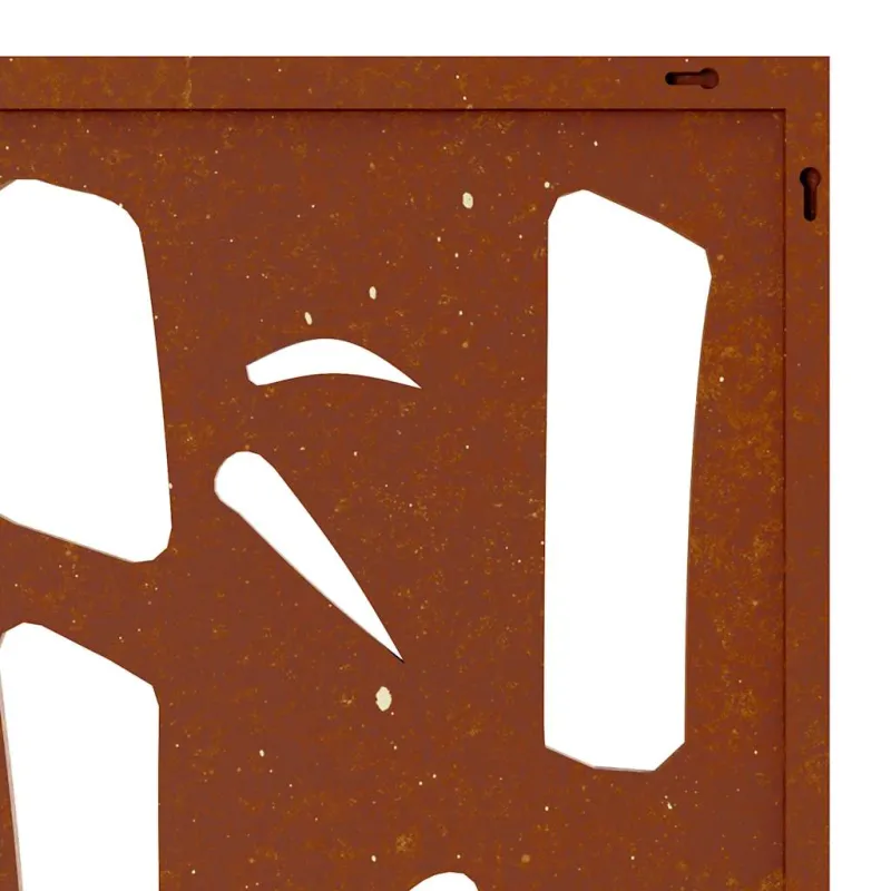 Sodo sienos dekoracija, 55x55cm, corten plienas, bambukas