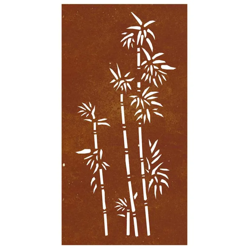 Sodo sienos dekoracija, 105x55cm, corten plienas, bambukas