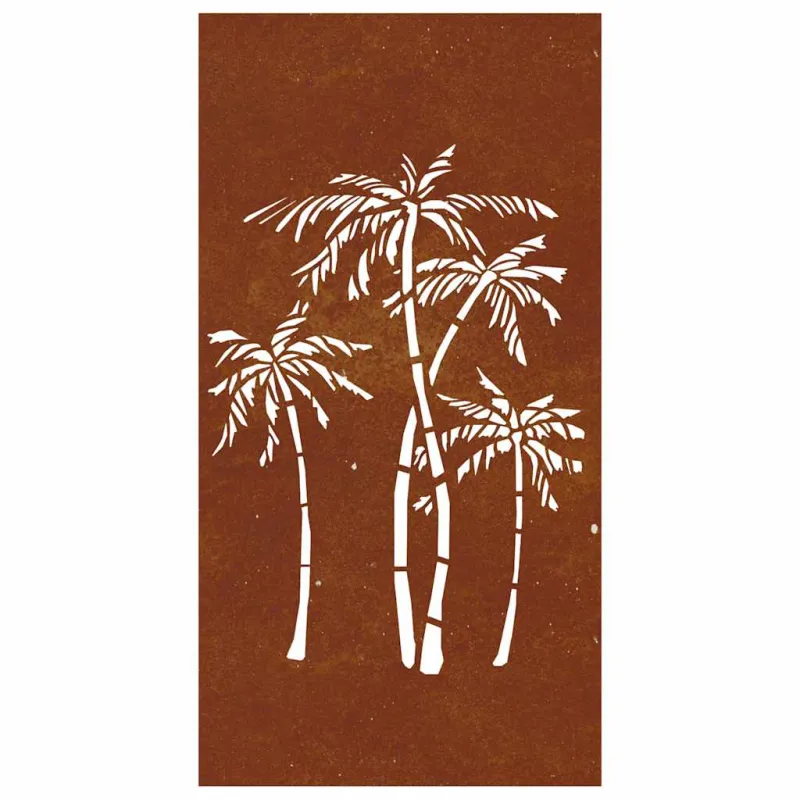Sodo sienos dekoracija, 105x55cm, corten plienas, palmės