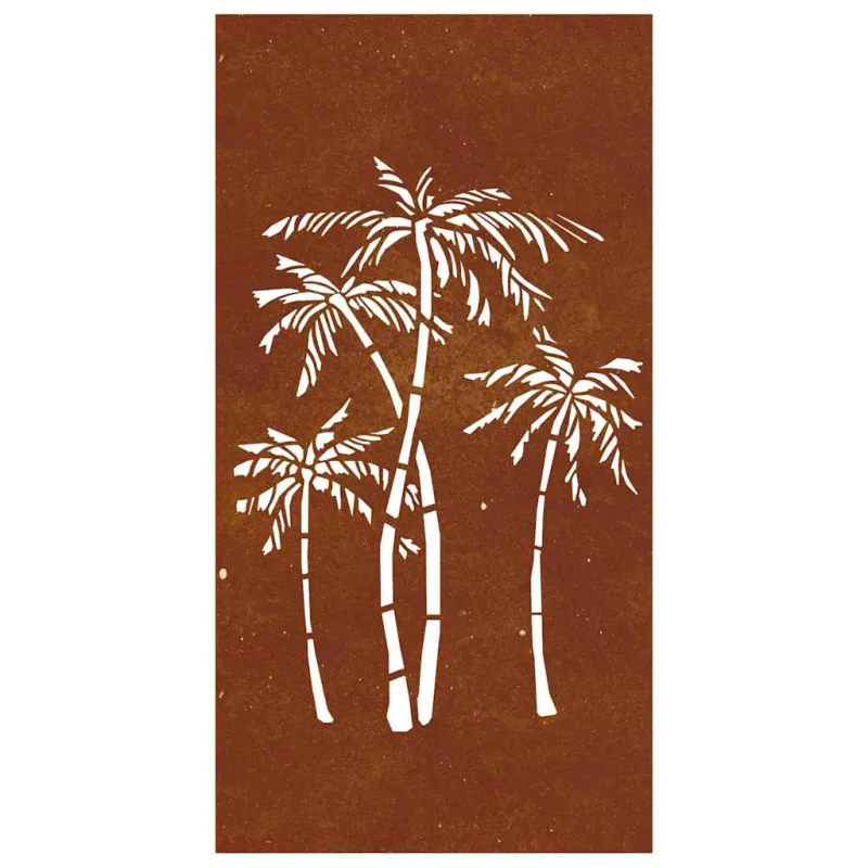 Sodo sienos dekoracija, 105x55cm, corten plienas, palmės