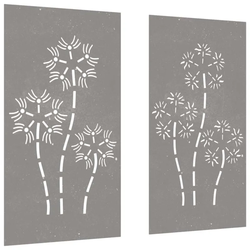 Sodo sienos dekoracija, 2 dalių, 105x55cm, corten plienas