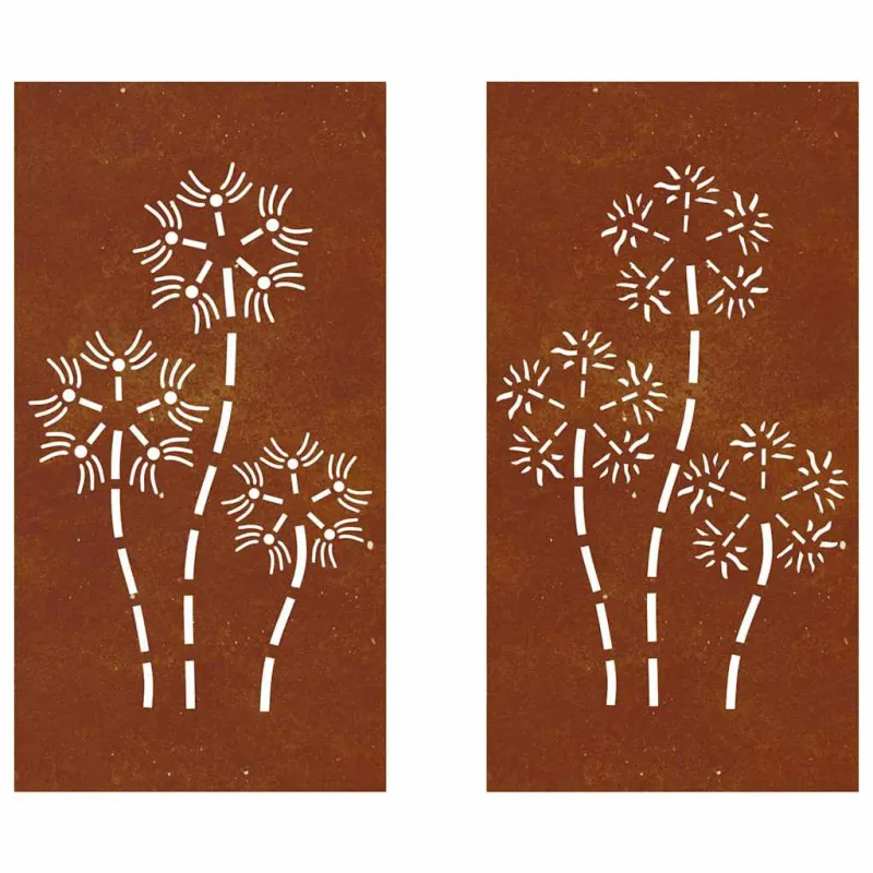 Sodo sienos dekoracija, 2 dalių, 105x55cm, corten plienas
