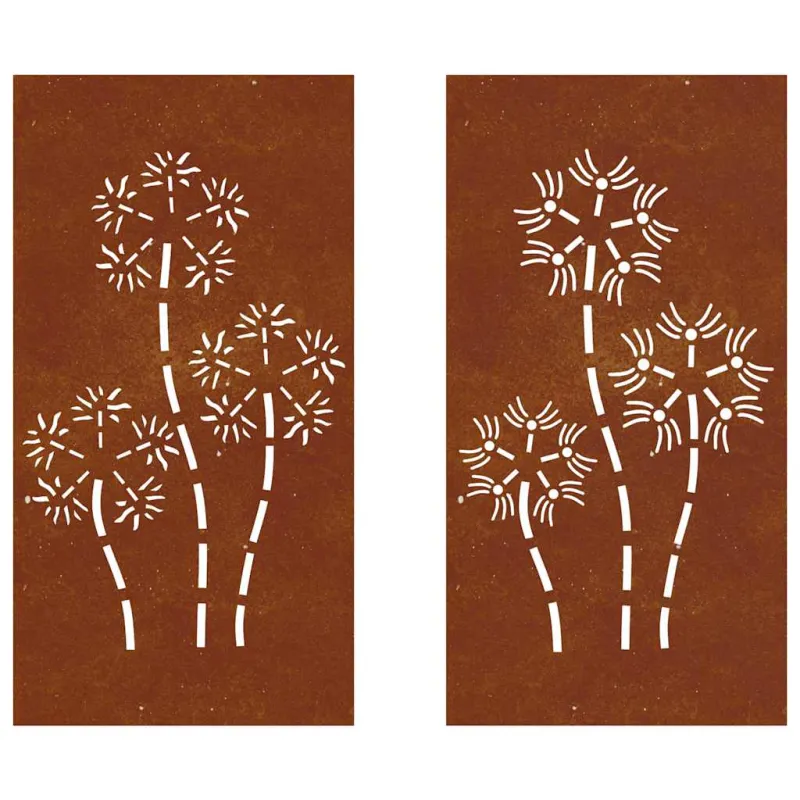 Sodo sienos dekoracija, 2 dalių, 105x55cm, corten plienas