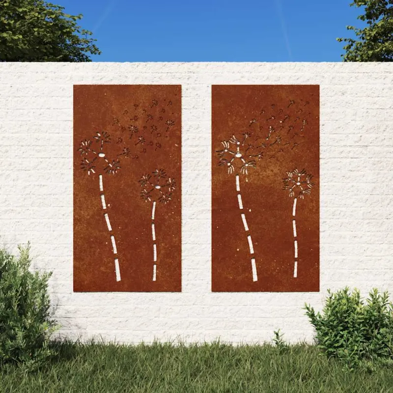 Sodo sienos dekoracija, 2 dalių, 105x55cm, corten plienas