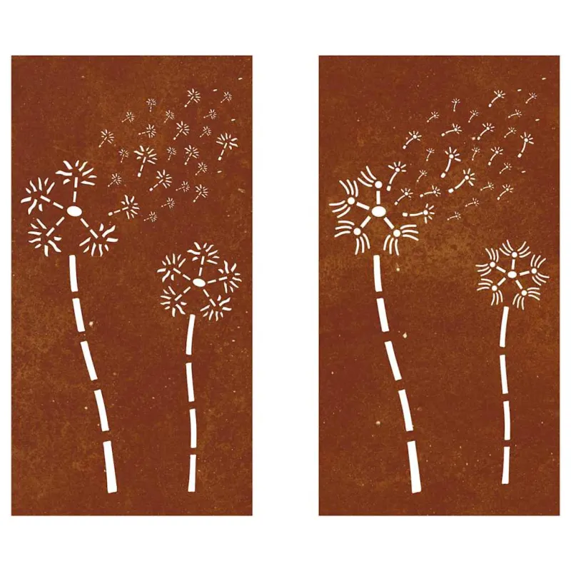 Sodo sienos dekoracija, 2 dalių, 105x55cm, corten plienas