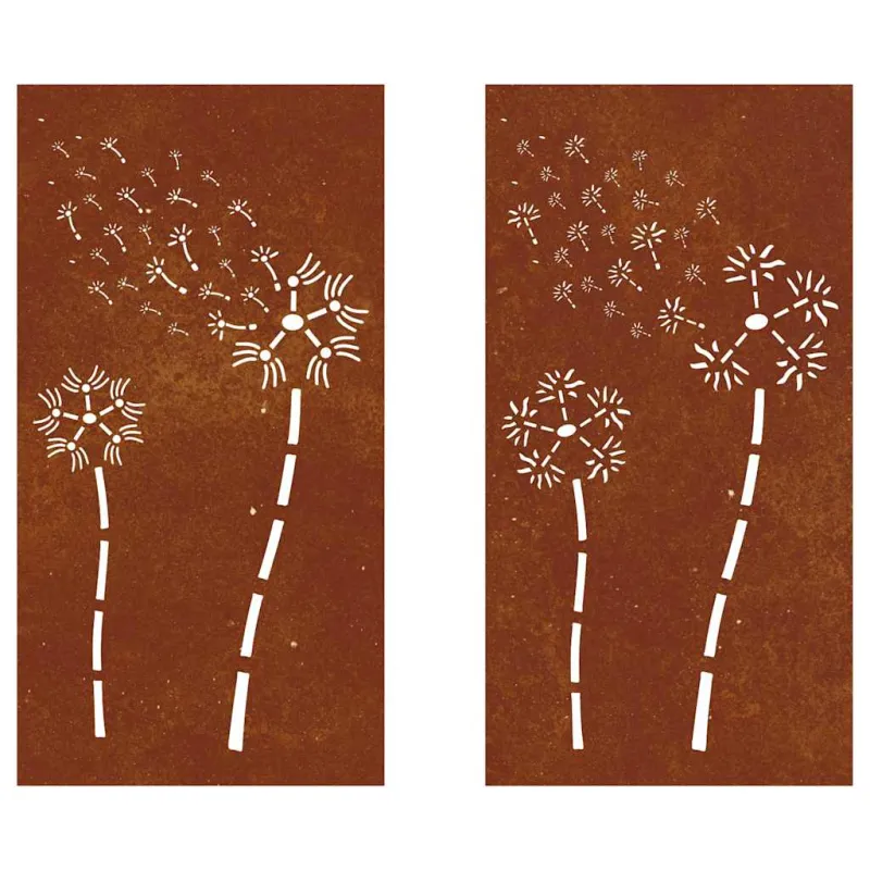 Sodo sienos dekoracija, 2 dalių, 105x55cm, corten plienas