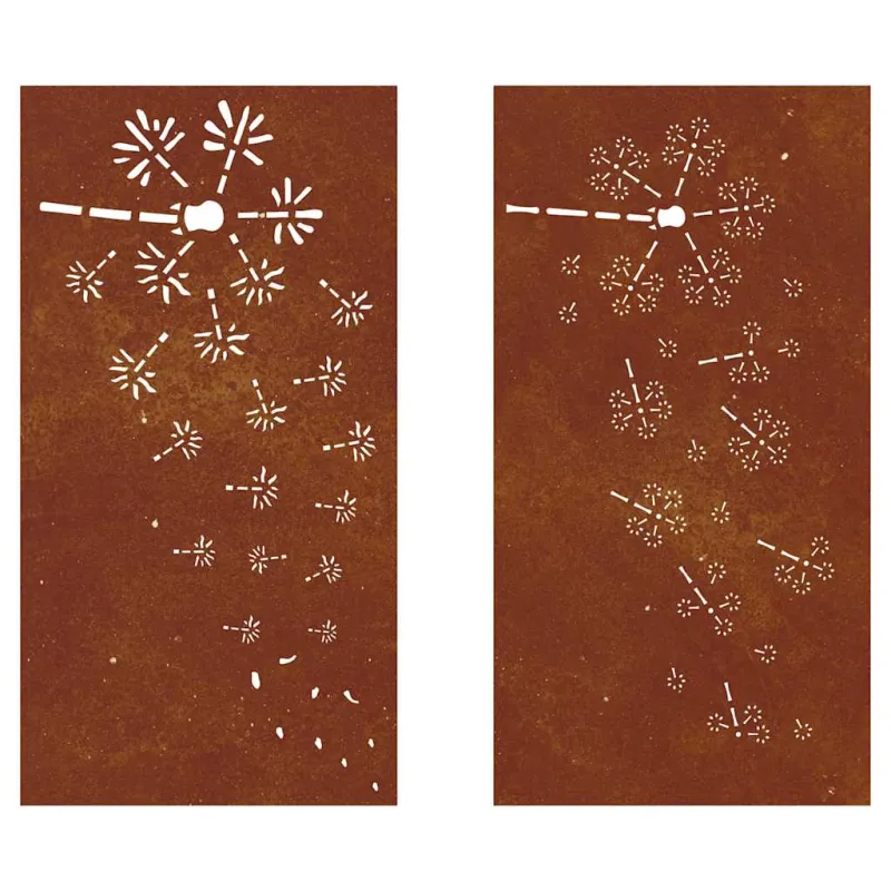 Sodo sienos dekoracija, 2 dalių, 105x55cm, corten plienas