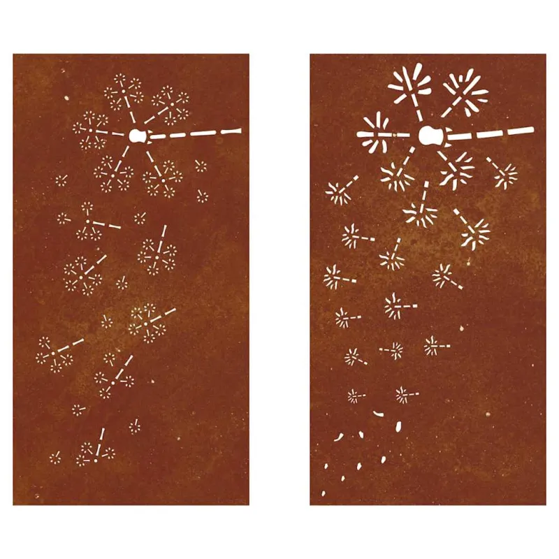 Sodo sienos dekoracija, 2 dalių, 105x55cm, corten plienas