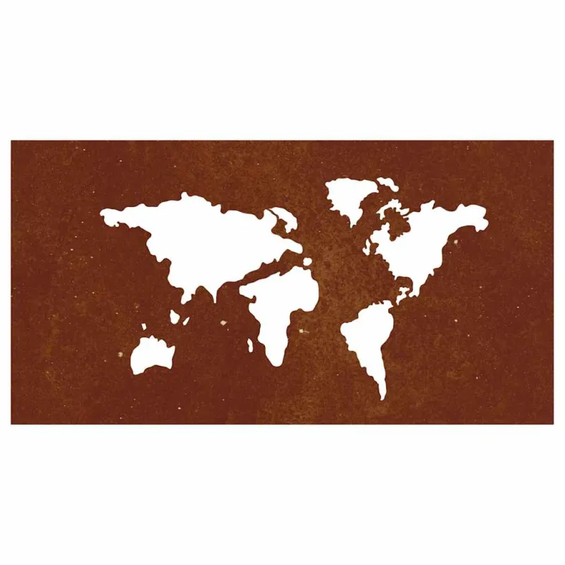 Sodo sienos dekoracija, 105x55cm, corten plienas, žemėlapis