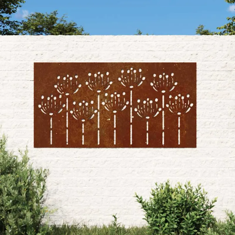 Sodo sienos dekoracija, 105x55cm, corten plienas, gėlių dizaino