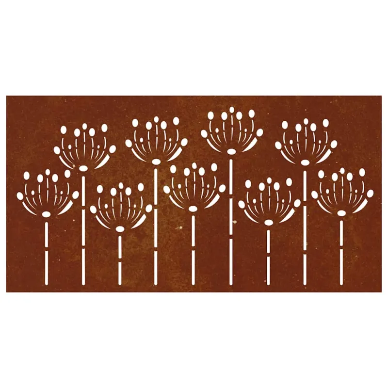 Sodo sienos dekoracija, 105x55cm, corten plienas, gėlių dizaino