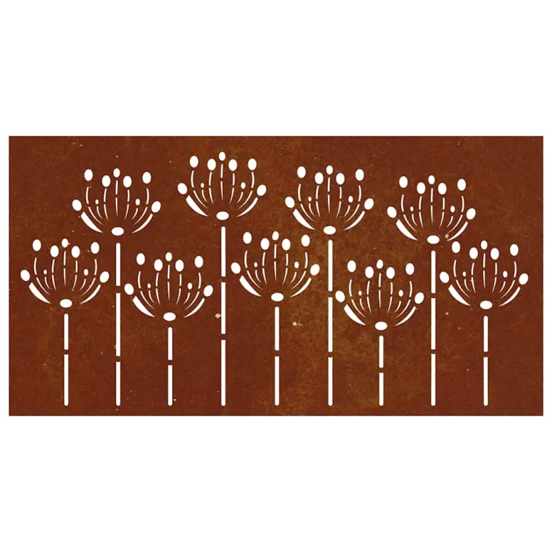 Sodo sienos dekoracija, 105x55cm, corten plienas, gėlių dizaino