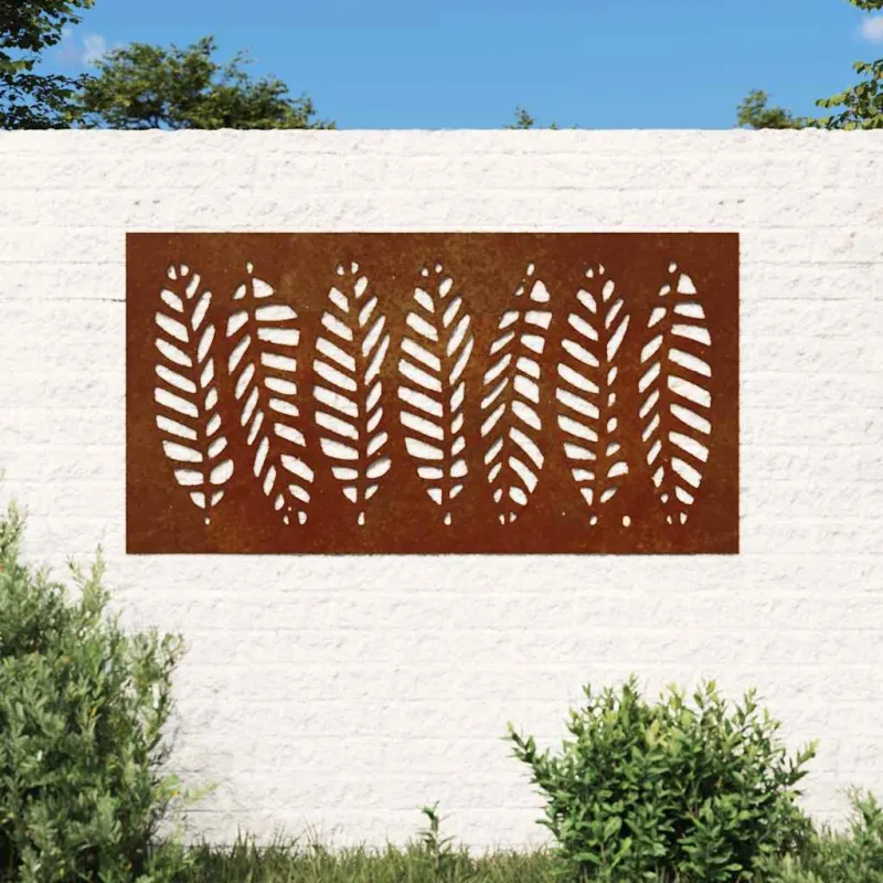 Sodo sienos dekoracija, 105x55cm, corten plienas, lapų dizaino