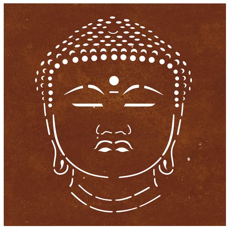 Sodo sienos dekoracija, 55x55cm, corten plienas, Budos galva