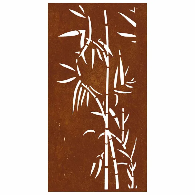 Sodo sienos dekoracija, 105x55cm, corten plienas, bambukas