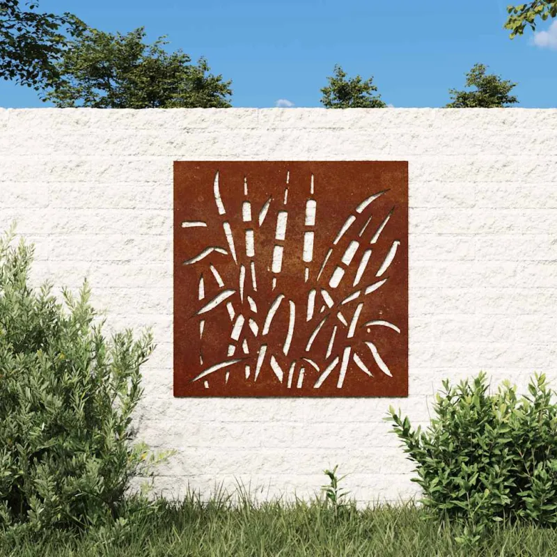 Sodo sienos dekoracija, 55x55cm, corten plienas, žolės dizaino