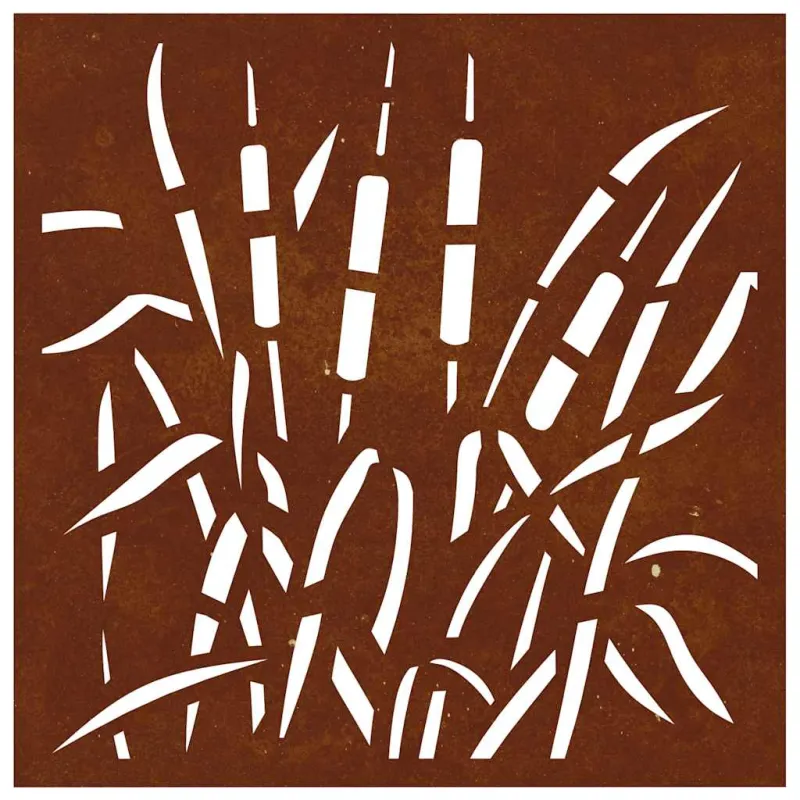 Sodo sienos dekoracija, 55x55cm, corten plienas, žolės dizaino