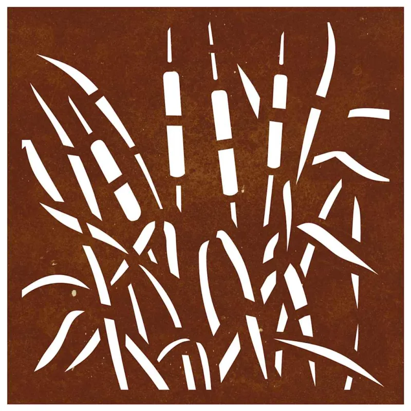 Sodo sienos dekoracija, 55x55cm, corten plienas, žolės dizaino