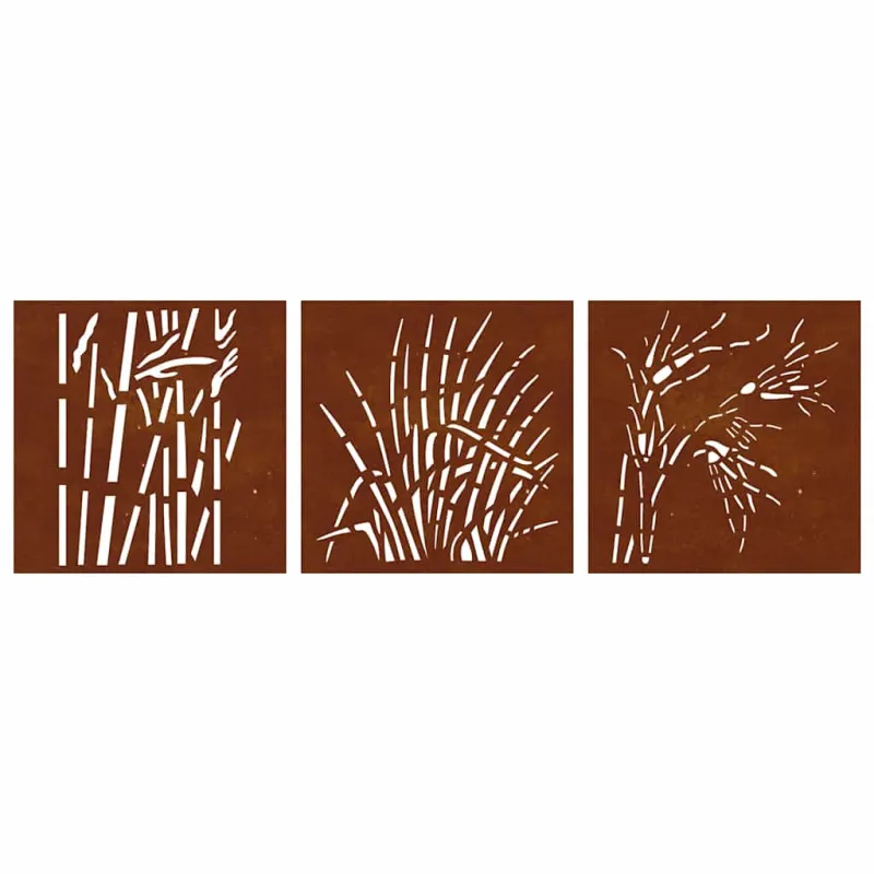 Sodo sienos dekoracija, 3 dalių, 55x55cm, corten plienas