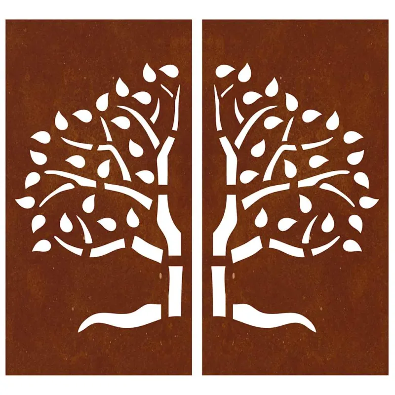 Sodo sienos dekoracija, 2 dalių, 105x55cm, corten plienas