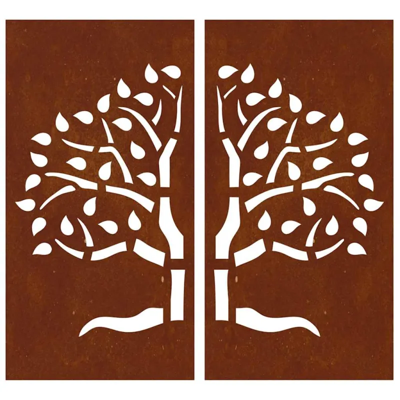 Sodo sienos dekoracija, 2 dalių, 105x55cm, corten plienas