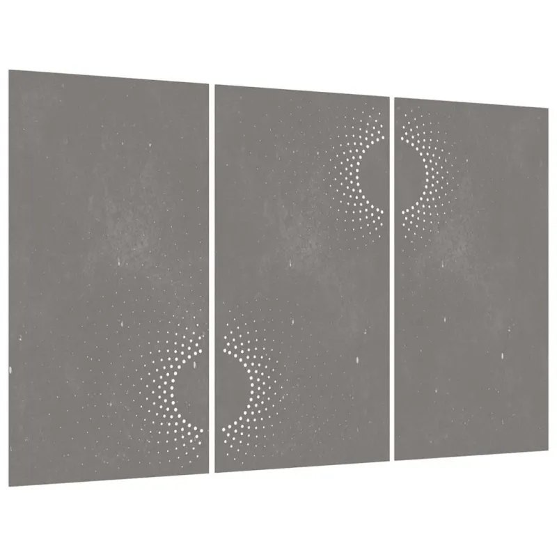 Sodo sienos dekoracija, 3 dalių, 105x55cm, corten plienas