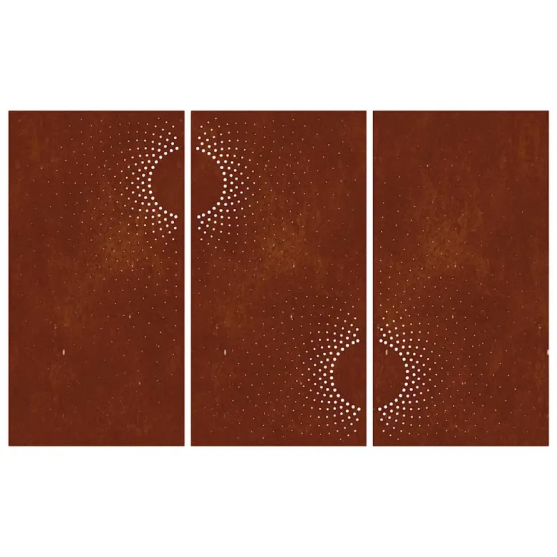 Sodo sienos dekoracija, 3 dalių, 105x55cm, corten plienas